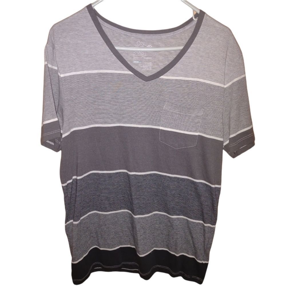 On The Byas Men's VNeck Striped T-shirt
